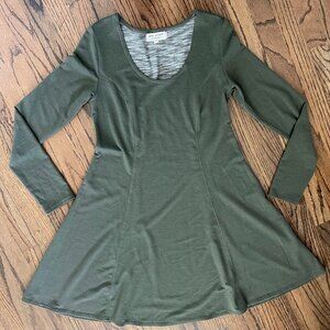 Max Studio Sage Green Swing Dress - Casual Long Sleeve Dress XS